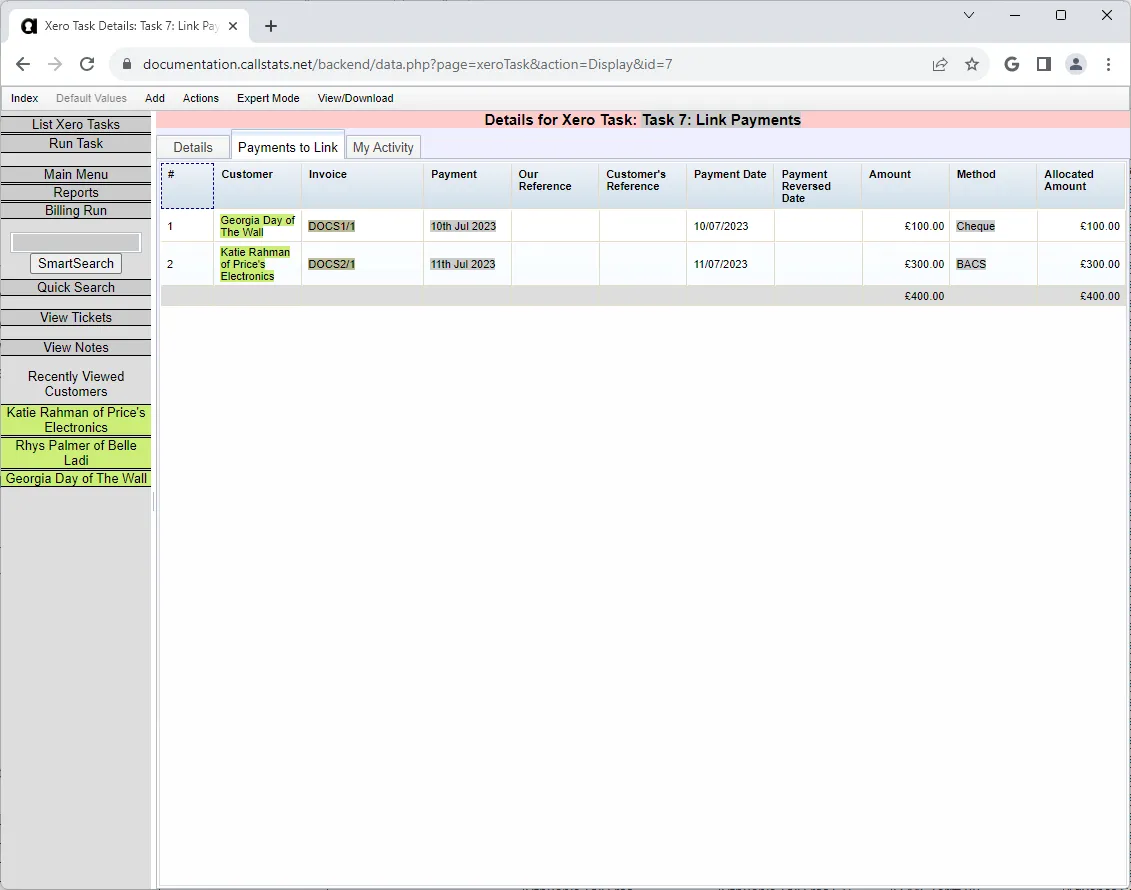 Payments to Link